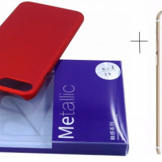 Pachet husa X-LEVEL Metalic Red Apple iPhone 7 + folie de sticla gratis