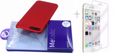 Pachet husa X-LEVEL Metalic Red Apple iPhone 7 + folie de sticla gratis foto