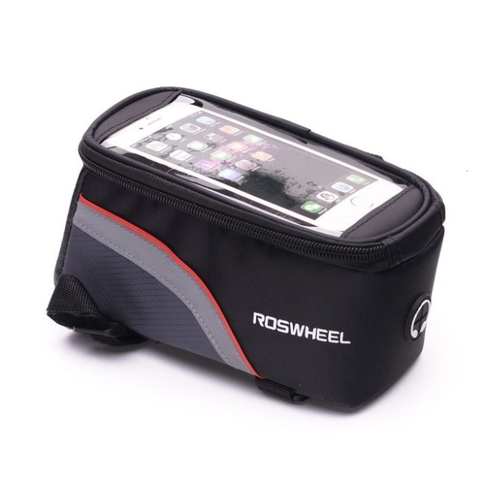 Husa telefon universala impermeabila pentru bicicleta tip borseta, rosu/negru Husa telefon universala impermeabila pentru bicicleta tip borseta, rosu/negru