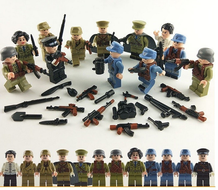 Set 12 minifigurine tip LEGO Armata, soldati al doilea razboi mondial cu  arme | arhiva Okazii.ro