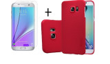 Pachet husa Metalic Red Samsung Galaxy S7 Edge + folie de protectie gratis, Oem