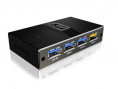 Hub USB RaidSonic IB-AC611 IcyBox 4x USB 3.0 cu port de incarcare USB negru foto