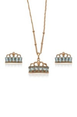 Set bijuterii Blu Crown Auriu cu zirconii multicolore foto