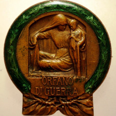 I.780 INSIGNA ITALIA RAZBOI WWI ORFANO DI GUERRA h32mm email