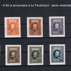 1926 - A 60-a aniversare a lui Ferdinand - serie nedantelata - nestampilata