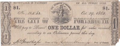 1862 (29 X), 1 dollar - Portsmouth (Statele Unite ale Americii)! foto