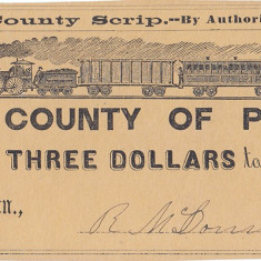 1863 (1 IV), 3 dollars - Polk County (Statele Unite ale Americii) - stare aUNC!