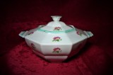 Vas cu capac portelan Limoges sec 19 hexagonal colectie cadou vintage