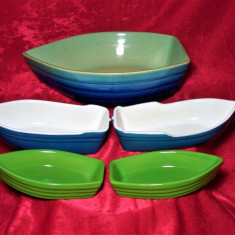 Nautica! Set servit Art Deco Mid Century, ceramica glazurata Franta