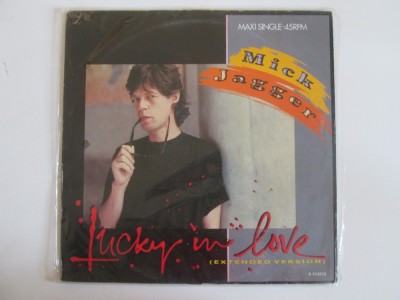 Disc vinil LP 12&amp;#039;&amp;#039; Maxi single Mick Jagger albumul Lucky in love-CBS 1985 foto