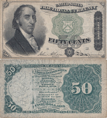 1863 (3 III), 50 cents (P-121) - Statele Unite ale Americii - stare XF+! foto