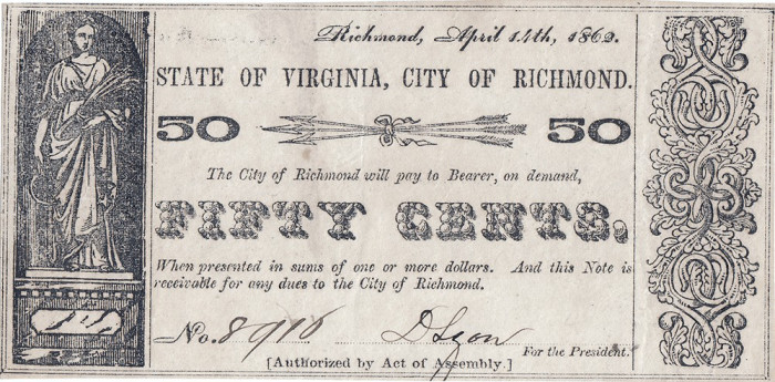 1862 (14 IV), 50 cents (JL TR06-10) - Richmond, Virginia