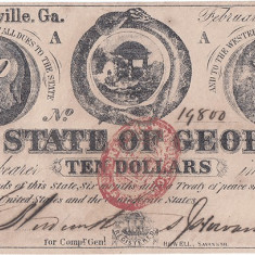 1863 (1 II), 10 dollars (P-S867a) - Georgia (Statele Unite ale Americii)