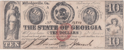 1863 (1 II), 10 dollars (P-S867a) - Georgia (Statele Unite ale Americii) foto