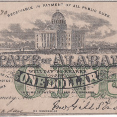 1863 (1 I), 1 dollar (P-S213a) - Alabama (Statele Unite ale Americii)