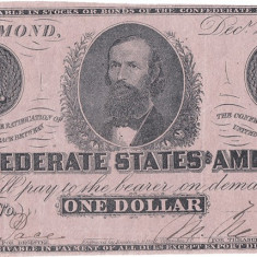 1862 (2 XII), 1 dollar (P-49a) - Statele Confederate ale Americii! (CRC: 93%)