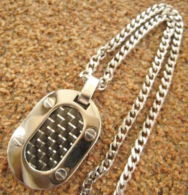 Lant +medalion inox +fibra carbon= 40 ron foto