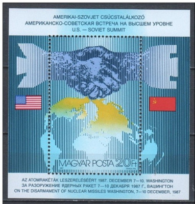 Ungaria, summit-ul SUA - Uniunea Sovietica, 1987, bloc, MNH foto