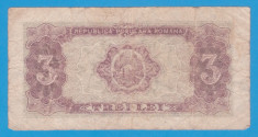 (14) BANCNOTA ROMANIA - 3 LEI 1952 - REPUBLICA POPULARA ROMANA - MAI RARA foto