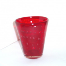 Vaza cristal rosu coraille, bule controlate - Marriott Powell Whitefriars Anglia