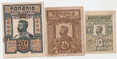 ROMANIA 10 BANI 1917, 25 BANI 1917, 50 BANI 1917 XF, AUNC foto