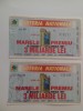 2 Bilete Loterie Nationala Romania - Colectie Numismatica - Bilete Loterie Vechi
