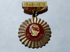 INSIGNA BRIGADIER UTC - 1948 - 1978 - 30 ANI DE LA SANTIERE NAT. A TINERETULUI