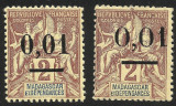 VARIETATE--MADAGASCAR-CELE 2 TIPURI--1902 --MNH, Nestampilat