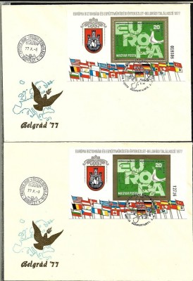 SET FDC--UNGARIA / EUROPA CU BLOCK A+B--1977 foto