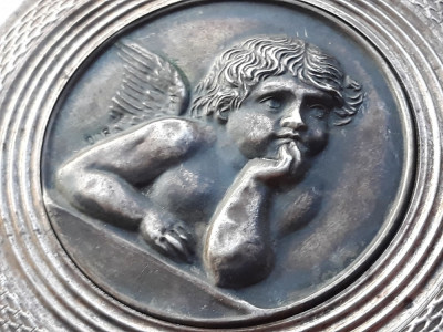argint MEDALION INGER HERUVIM OPULENT MASIV manopera EXCEPTIONALA PECTORAL splendid VECHI si UNIC foto