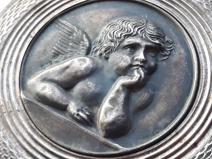 argint MEDALION INGER HERUVIM OPULENT MASIV manopera EXCEPTIONALA PECTORAL splendid VECHI si UNIC