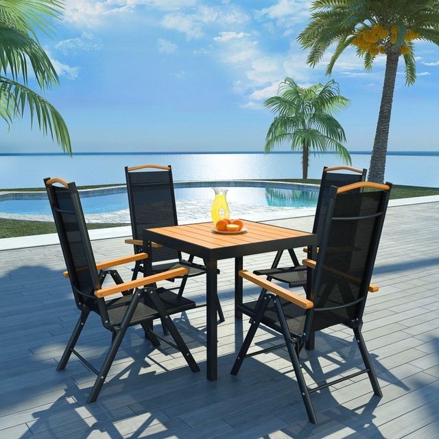 Set mobilier de exterior, 5 piese, aluminiu ?i WPC foto mare Set mobilier de exterior, 5 piese, aluminiu ?i WPC foto mare