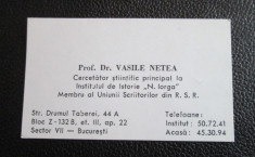 Carte de vizita Prof. Dr. VASILE NETEA foto