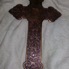 CRUCIFIX tip antic bisericesc,crucifix Preotesc SFINTIT,cruce masiva 27 cm/17 cm