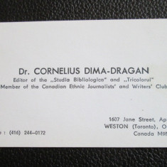 Carte de vizita Dr. CORNELIUS DIMA - DRAGAN