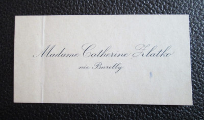 Carte de vizita Madame CATHERINE ZLATKO (nee Burelly) foto