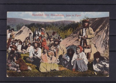 SALUTARI DIN ROMANIA SATRA DE TIGANI CIRCULATA OCTOMBRIE 1917 POSTA GERMANA foto