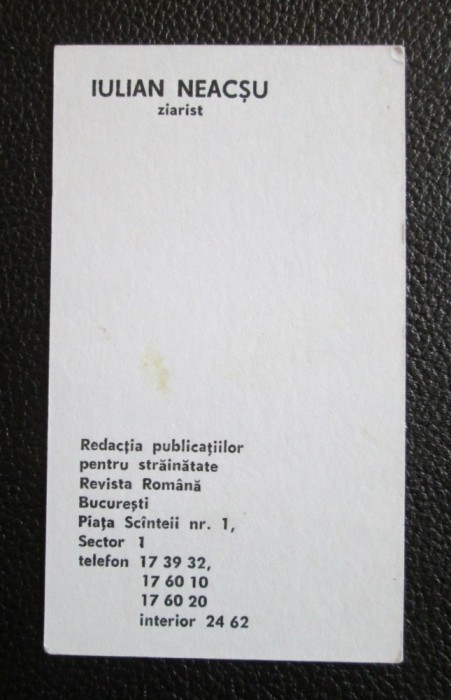 Carte de vizita IULIAN NEACSU (scriitor)