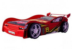 Pat masina Night Racer Car rosu roti 3D din lemn MDF glossy foto