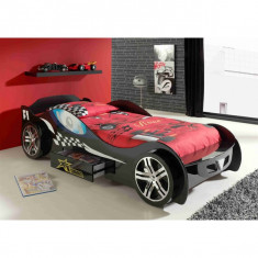 Pat Masina Silverston Race Car negru roti 3D si sertar din lemn MDF glossy foto