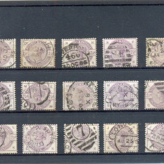 140-GB-Anglia 1884=Lot nr 2 de 15 timbre stampilate Mi 75 conform scan