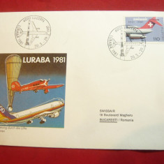 Plic FDC -50 Ani SwissAir -Expozitia Luraba 1981