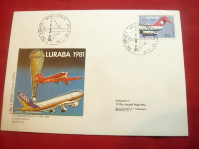 Plic FDC -50 Ani SwissAir -Expozitia Luraba 1981 foto