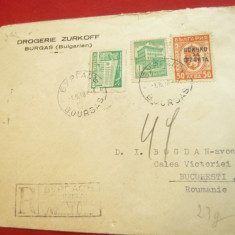 Plic circulat Burgos (Bulgaria) -la Bucuresti 1948 cu Antet Drogerie Zurkoff