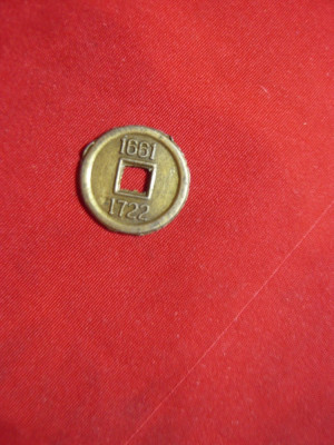 Moneda mica China 1661-1722 -bronz , FALS , d= 1,6 cm foto