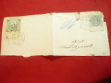 Fragment de Plic circulat cu 2 timbre fiscale de 5 fl. si 36 kr 1883 Austria