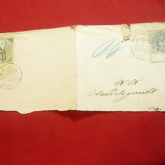 Fragment de Plic circulat cu 2 timbre fiscale de 5 fl. si 36 kr 1883 Austria