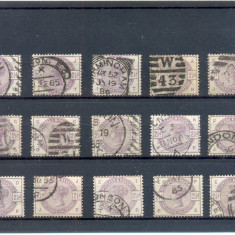 141-GB-Anglia 1884=Lot nr 3 format din 15 timbre stampilate Mi 75 conform scan