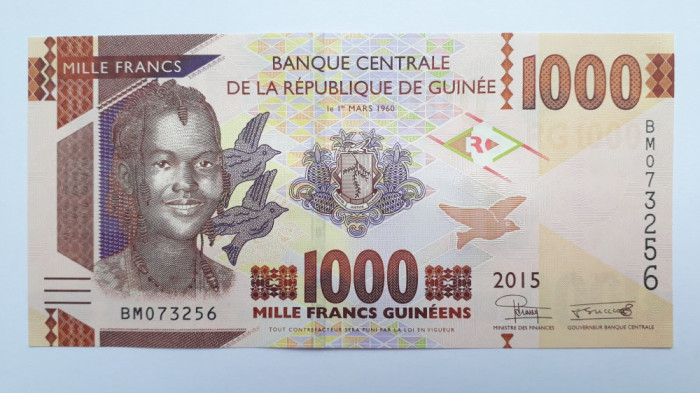 1000 Francs 2015 Franci Guineea / seria 073256