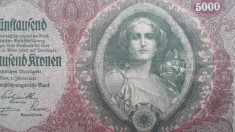 Austria 5000 Kronen 1922 , coroane foto